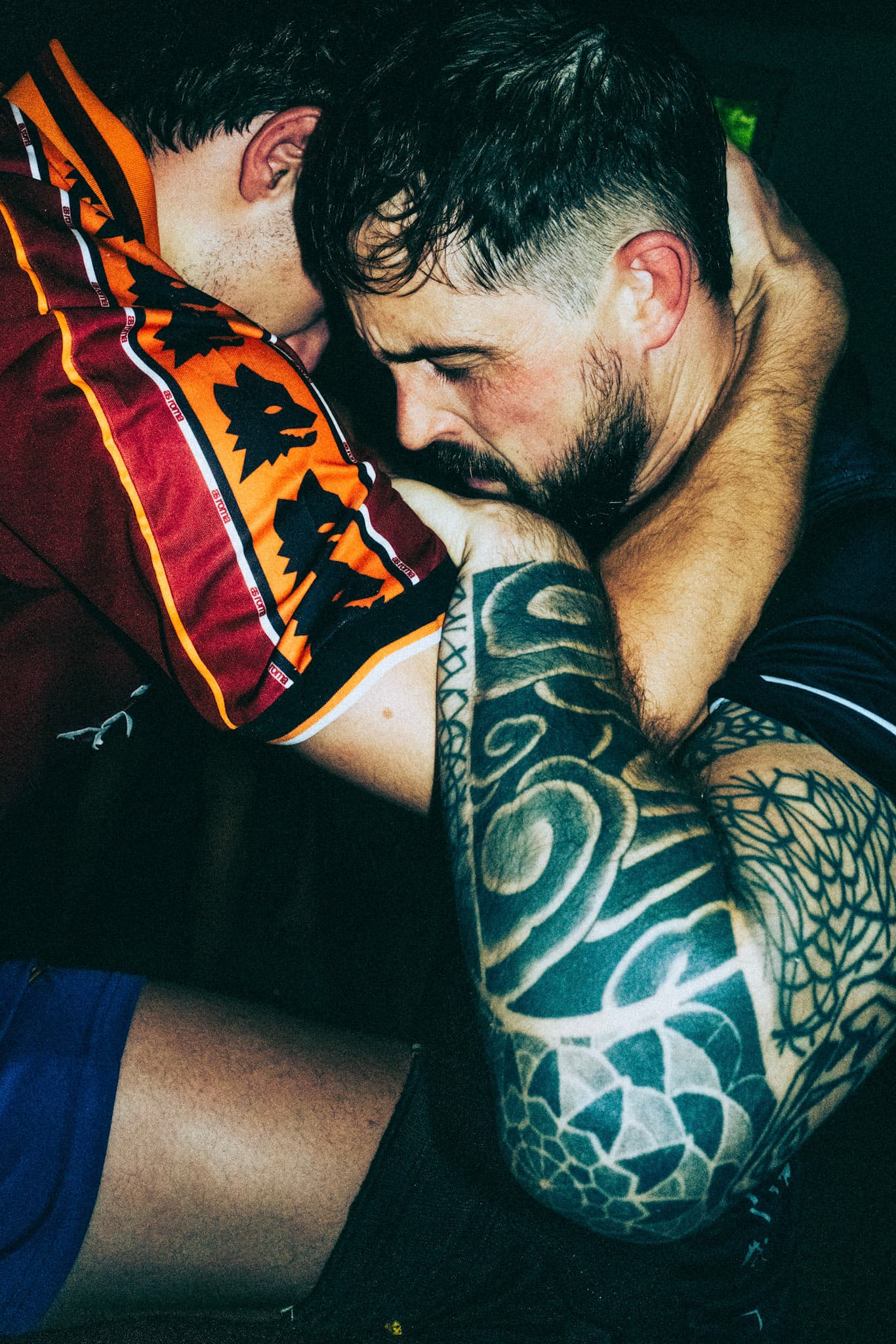 Two guys Clinching in Muay Thai. 